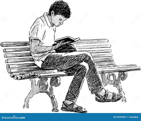 Young Man Reading Stock Vector - Image: 43356981