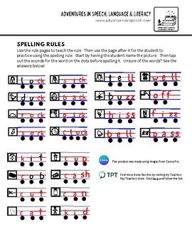 Spelling Rules by Adventures in Speech Language and Literacy | TPT