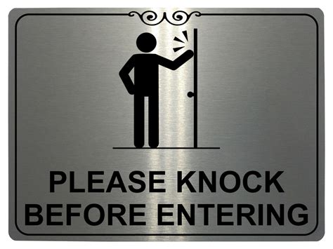 253 PLEASE KNOCK BEFORE ENTERING Metal Aluminium Door Sign Plaque House Office | eBay