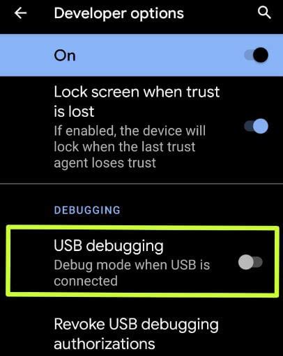 How to enable and use USB debugging on Android 10