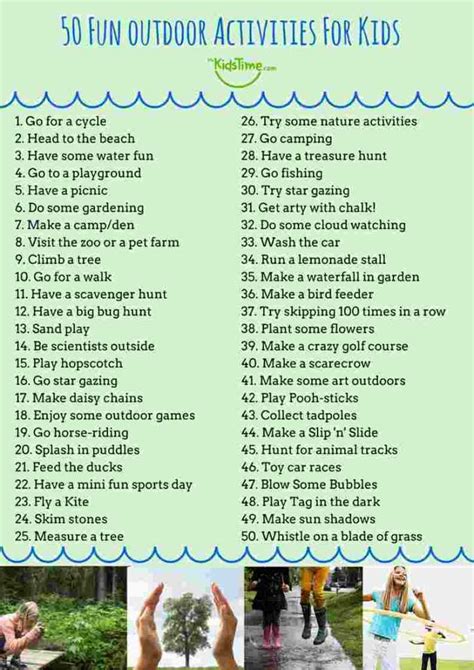 50 Fun Outdoor Activities For Kids Checklist