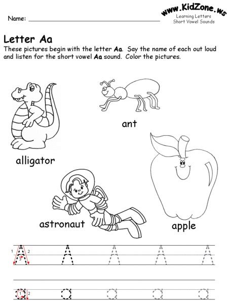 Letter Aa Worksheet for Pre-K - Kindergarten | Lesson Planet