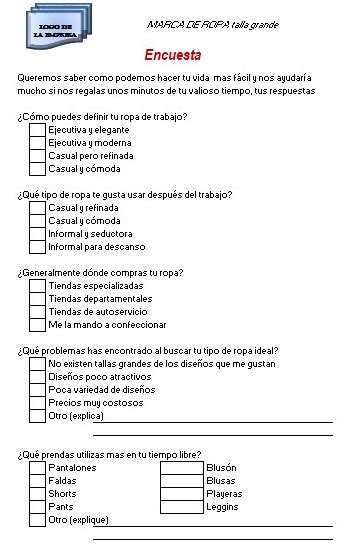 Ejemplo de encuesta de mercado1 » Milformatos.com