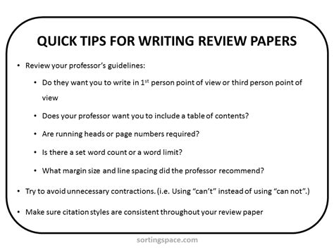 HOW TO WRITE A REVIEW PAPER - Sorting Space