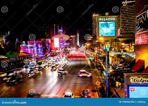 Las Vegas Strip at Night editorial stock image. Image of excitement ...