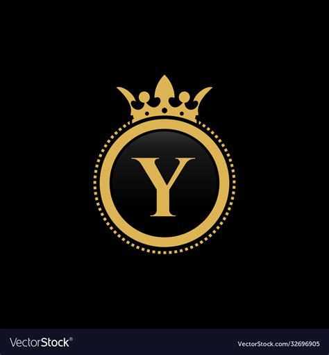 Letter y royal crown luxury logo design Royalty Free Vector