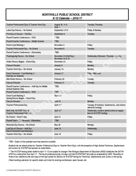 Northville School District Calendar 2023 - Schoolcalendars.net