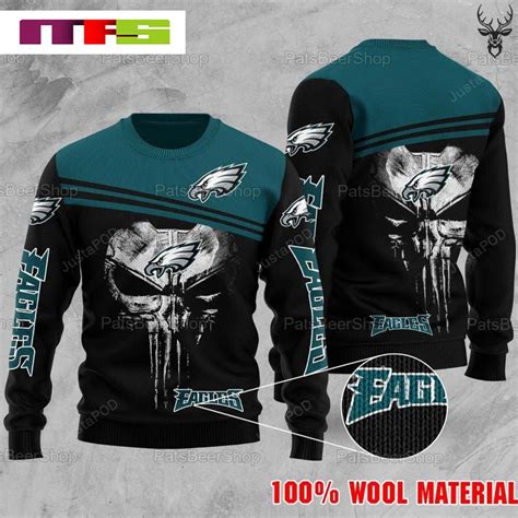 NFL Philadelphia Eagles On Black And Green Background Christmas Ugly Sweater 2023