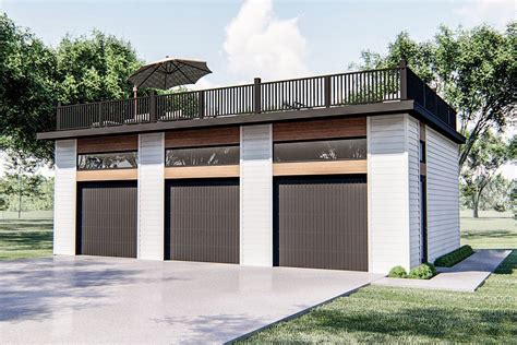 Plan 62854DJ: Large Modern Garage Plan with Party Deck | Modern garage ...