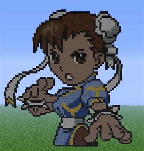 Chun Li (Street Fighter) Pixel Art Schematic Minecraft Project