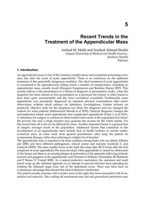 (PDF) Recent Trends in the Treatment of the Appendicular Mass