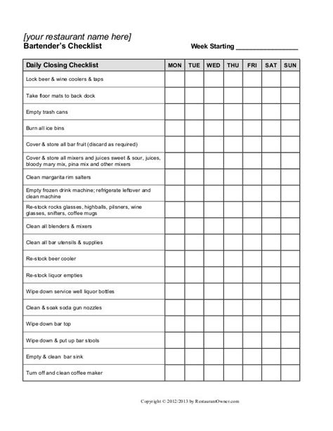 Restaurant Line Check Template