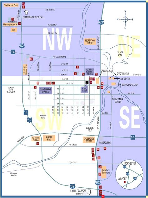 Rochester, Minnesota Map Showing Hotel & Motel Locations In Relation To Mayo Clinic