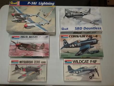 LOT OF 6 Monogram & Revell WW2 plastic aircraft model kits Unbuilt Some ...