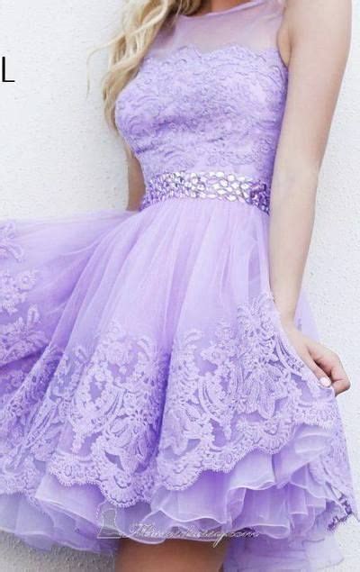 Princess Lilac Short Lace Homecoming Dresses Beaded Tulle Prom Sweet 16 Dress For Teens Juniors ...