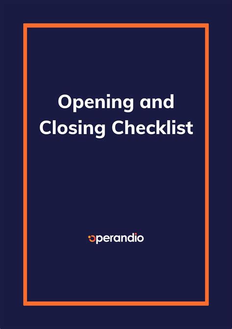 Store Opening And Closing Checklist Template
