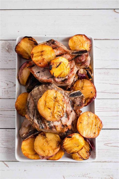 Grilled Pork Chops with Grilled Peaches - Flash in the Pans