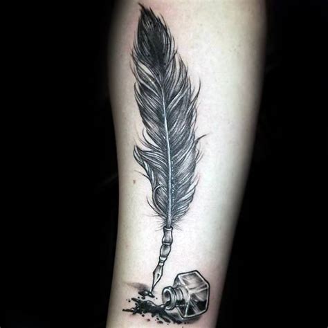 50 Quill Tattoo Designs For Men - Feather Pen Ink Ideas