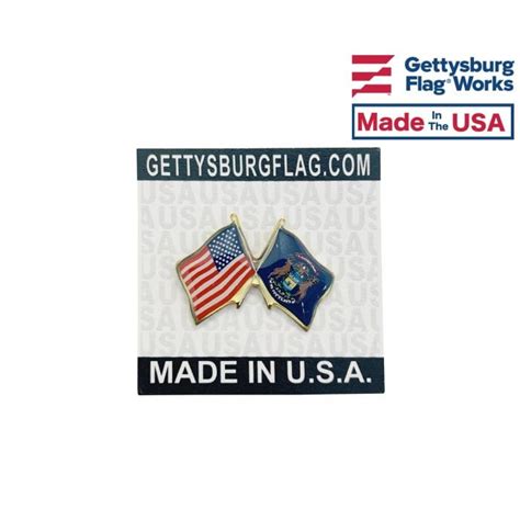 Michigan State Flag Lapel Pin (Double Waving Flag w/USA)