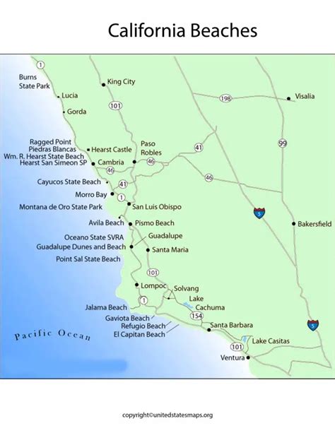 California Beaches Map | Map of California Beaches