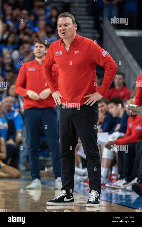 Arizona Wildcats head coach Tommy Lloyd during a NCAA basketball game against the UCLA Bruins ...