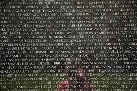 Names of Vietnam war casualties on Vietnam War Veterans Memorial ...