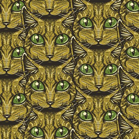 Seamless Texture with Graphic Cat Face. Cats Illustration. Good Print. Animal Muzzle Pattern ...