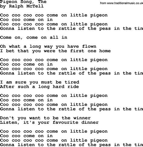 Pigeon Song, The.txt - by Ralph McTell lyrics and chords