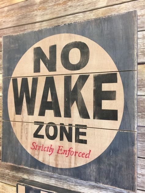 No Wake Zone 18x18 OR 24x24 planked wood canvas style sign