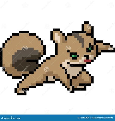 Vector Pixel Art Squirrel Action Stock Vector - Illustration of brown, tail: 128489424