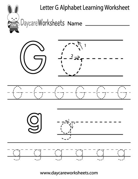 Free Letter G Alphabet Learning Worksheet for Preschool