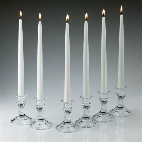 Light In The Dark 12 in. Tall 3/4 in. Thick Elegant White Unscented Taper Candles (Set of 12 ...