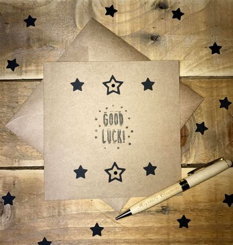 Handmade Good Luck Card in kraft brown