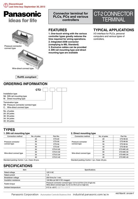 PANASONIC CT-2 SERIES MANUAL Pdf Download | ManualsLib