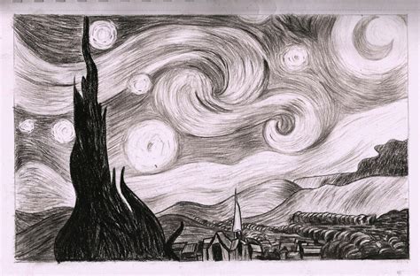 The Starry Night - Pencil by p4vithran on DeviantArt