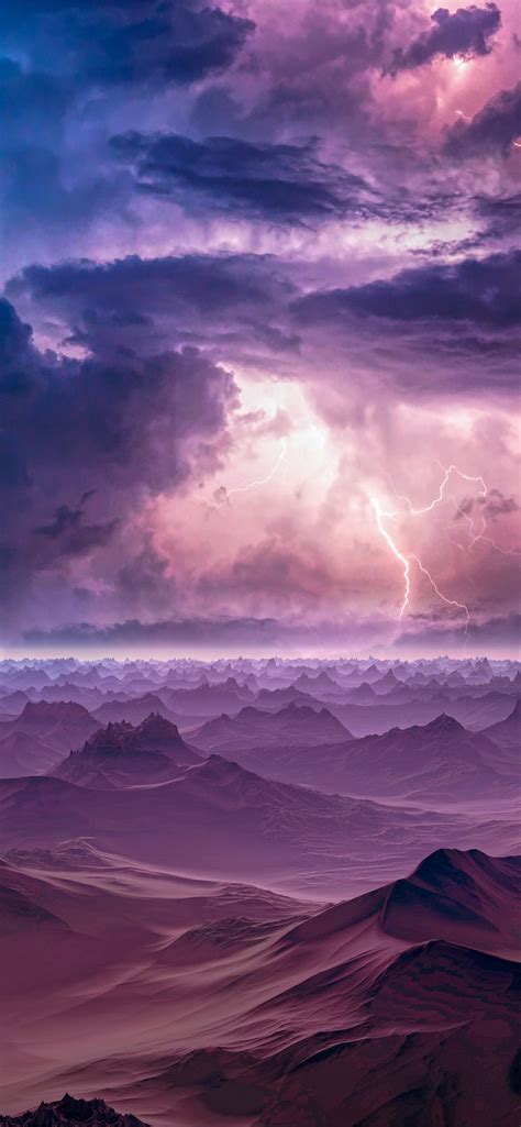 lightning mountains storm manipulation 5k iPhone Wallpapers Free Download