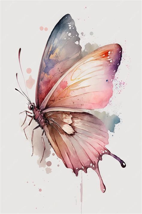 Premium Photo | Beautiful light pink butterfly watercolor