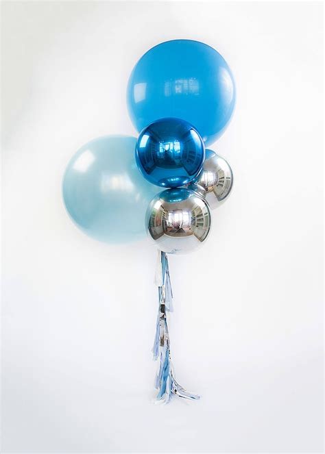 Blue Balloon Bouquet with Tassels / Giant Balloons w Foil