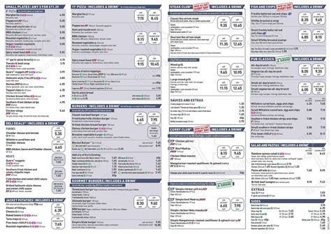 Menu at The Mary Shelley - JD Wetherspoon pub & bar, Bournemouth