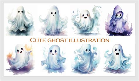 Cute Ghost Illustration Graphic by La Rosna · Creative Fabrica