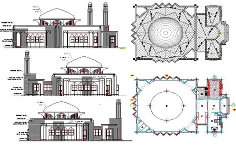 The Architecture Layout Plan of Iranian Mosque Elevation dwg file ...