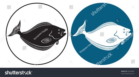 Figure Shows Fish Halibut Stock Vector (Royalty Free) 92620600 ...