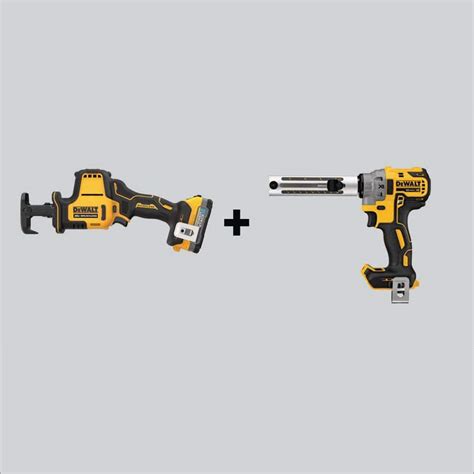 DEWALT Atomic 20-Volt MAX Cordless Brushless Compact Reciprocating Saw & Brushless Cable ...