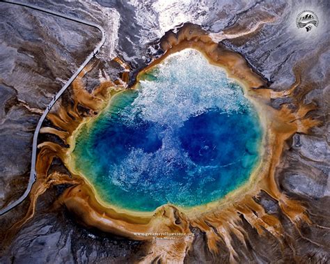 Grand Prismatic Spring, Yellowstone | Aerial view, Metal prints ...