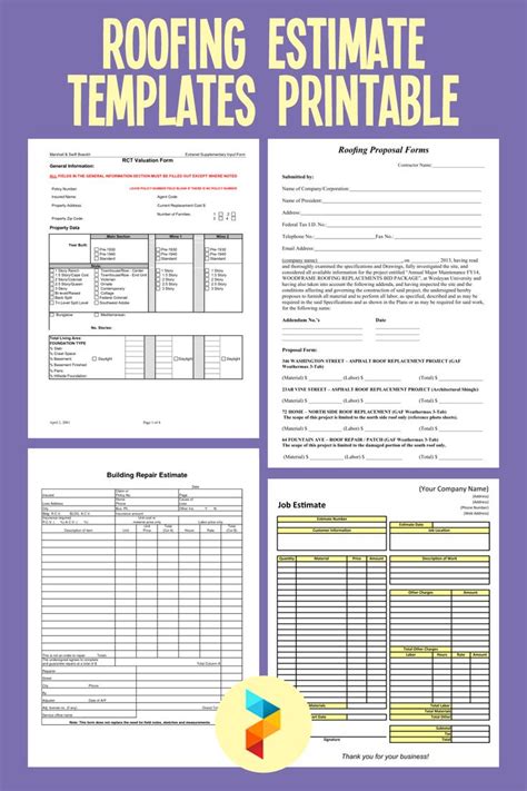 Roofing Estimate Templates Printable | Estimate template, Roofing estimate, Template printable