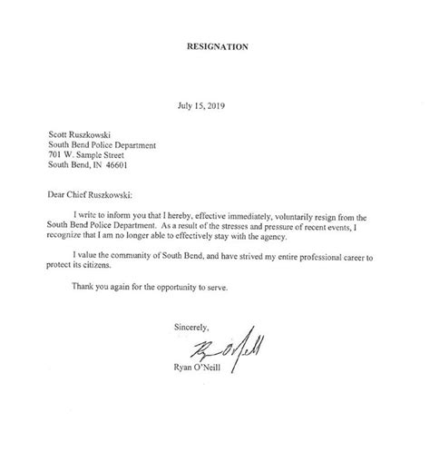 49 Incredible Law Enforcement Resignation Letter Image throughout Army Officer Resignation ...