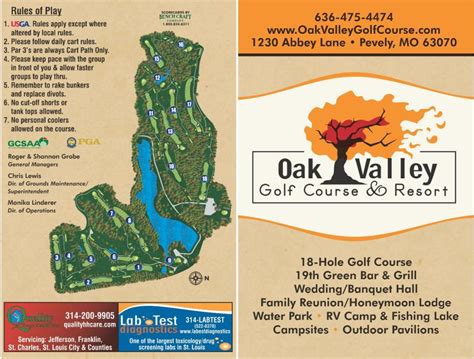 Scorecard - Oak Valley Golf Course and Resort