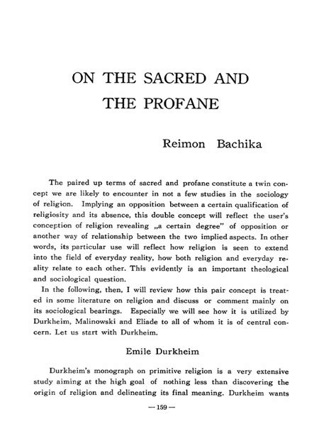 On The Sacred and The Profane | PDF | Sacred | Émile Durkheim