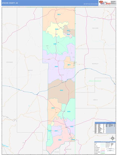 Apache County, AZ Wall Map Color Cast Style by MarketMAPS - MapSales