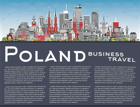 Poland City Skyline with Gray Buildings, Blue Sky and copy space ...